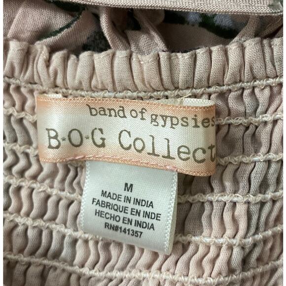 Band of Gypsies BOG Collection Tan Multi Floral Tiered Midi Dress Size M Straps - Picture 6 of 7